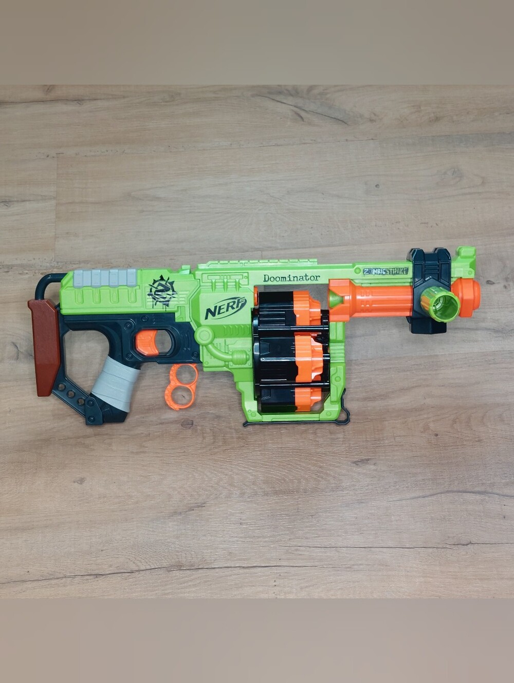 Nerf Zombie Strike Doominator foam dart blaster.